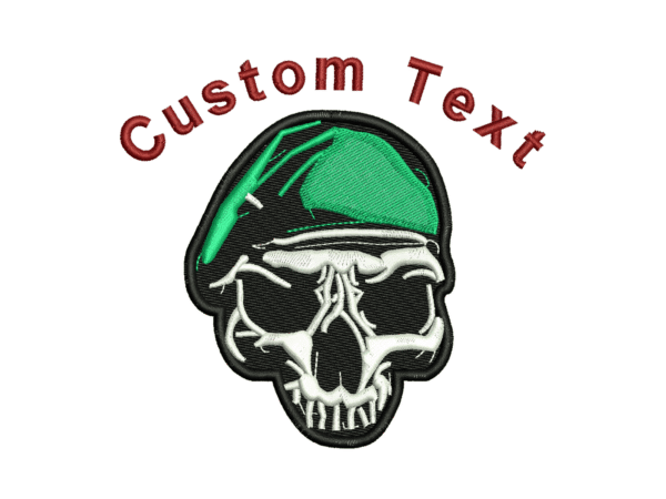 Green Cap Skull Design For Machine Embroidery