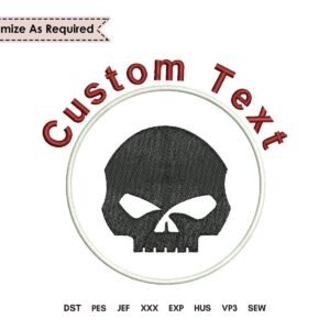 Halloween Embroidery Pattern With Skull Monogram