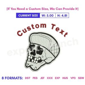 Skull With Cap Embroidery Pattern, Custom Skull Design