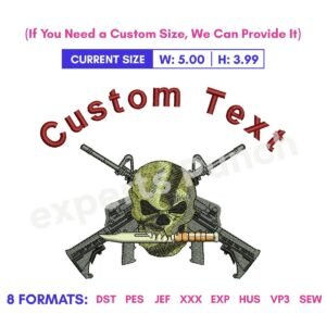 Custom Camo Skull Embroidery Design Army Skill Embroidery Pattern