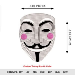 Embroidered Hacker Mask Pattern, Guy Fawkes