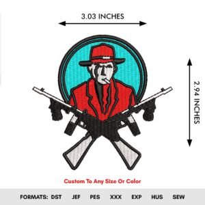 Capones Gun Embroidery Pattern Crossed Rifles