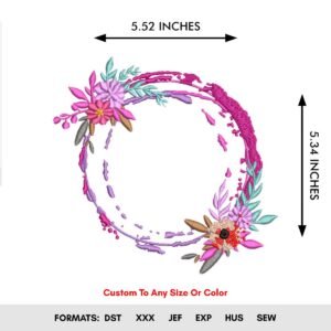 Sam Maloney Flowers  Machine Embroidery Pattern - Floral Circle Embroidery