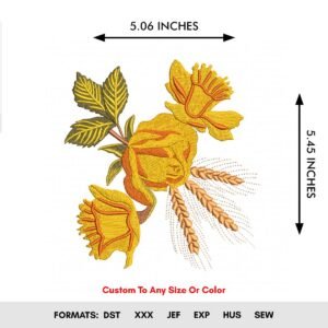 Flower Machine Embroidery Pattern, Yellow Wildflower