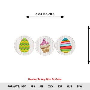 Cupcake Machine Embroidery Pattern, Spring Easter Eggs