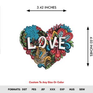 Heart Love Valentine Embroidery Pattern