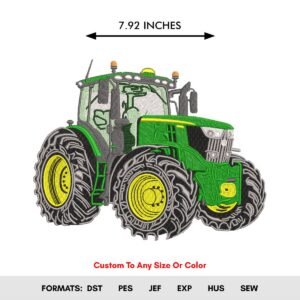 Green Tractor Machine Embroidery Design