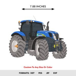 Blue Tractor Machine Embroidery Design
