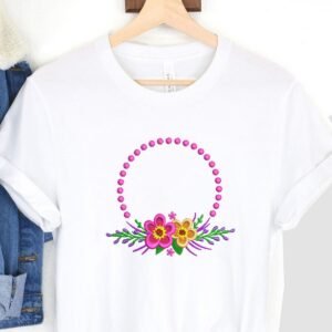 Floral Wreath Machine Embroidery Pattern Monogram Flower Frame