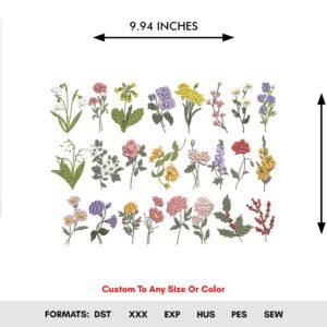 Flowers Pillowcase Machine Embroidery Pattern