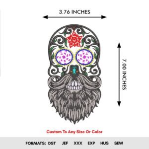 Mexican Machine Embroidery Design With Male Skull