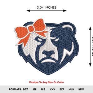 Machine Embroidery Design Of Grizzlies Bears, Wild Animals