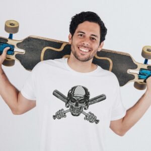 Embroidered Baseball Skull Design, Sports Embroidery Pattern