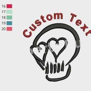 Heart Eyes Skull Embroidery Pattern For Valentine's Day