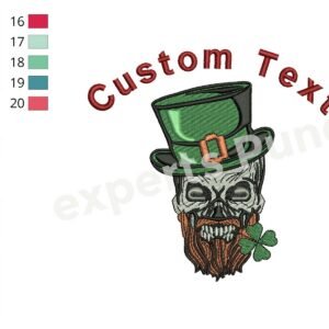 Shamrock Skull Embroidery Pattern For St Patrick's Day