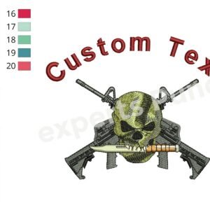 Custom Camo Skull Embroidery Design Army Skill Embroidery Pattern