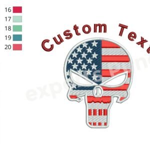 American Flag Skull Independence Day Embroidery Design