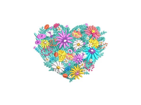 Floral Spring Embroidery Pattern, Flower Heart