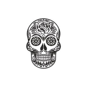 Day of the Dead Machine Embroidery Pattern Floral Skull, 3 Sizes