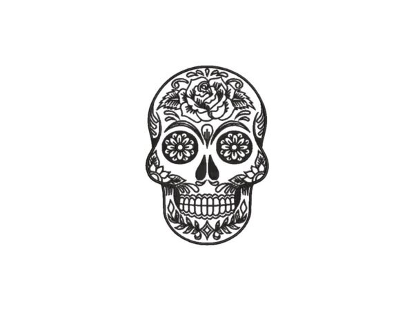 Day of the Dead Machine Embroidery Pattern Floral Skull, 3 Sizes