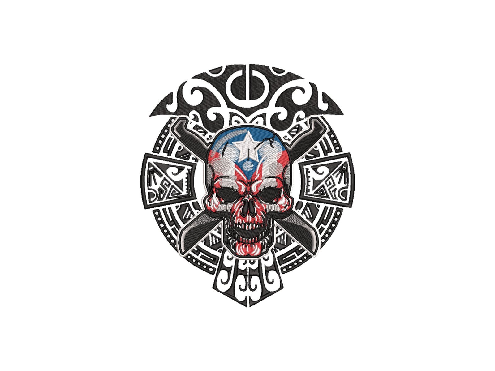Compadre Taino Skull Machine Embroidery Pattern