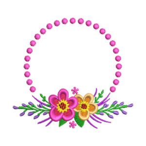 Floral Wreath Machine Embroidery Pattern Monogram Flower Frame