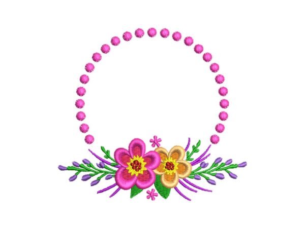 Floral Wreath Machine Embroidery Pattern Monogram Flower Frame