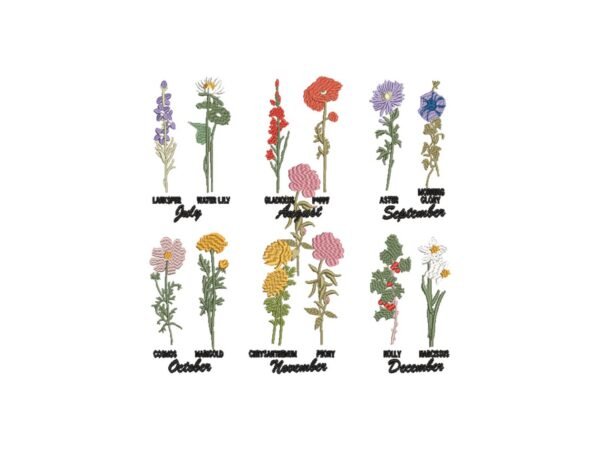 Larkspur Flowers Machine Embroidery Pattern