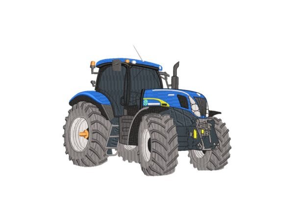 Blue Tractor Machine Embroidery Design