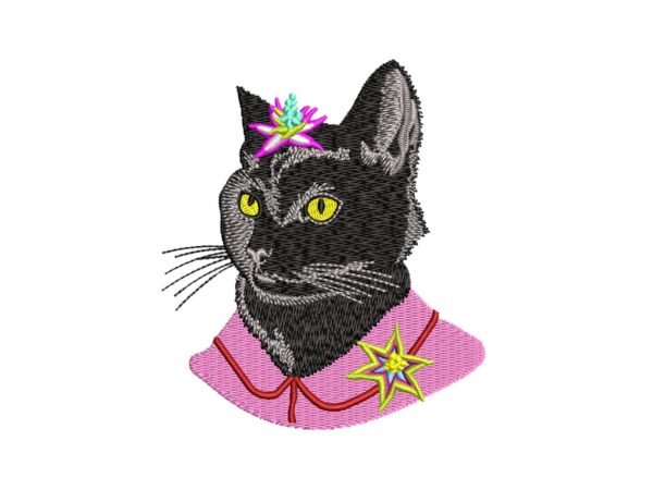 Animal Machine Embroidery Pattern Black Cat
