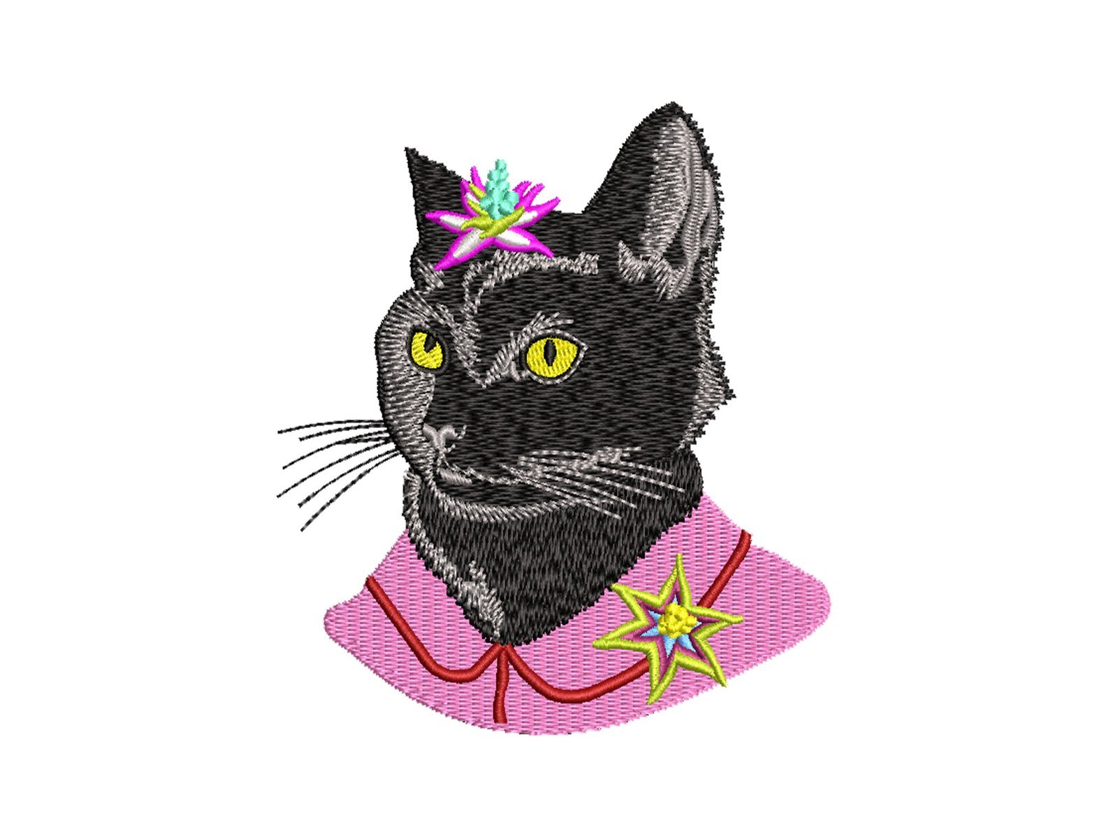 Animal Machine Embroidery Pattern Black Cat