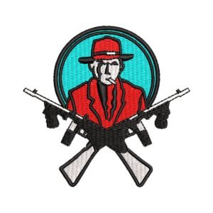 Capones Gun Embroidery Pattern Crossed Rifles