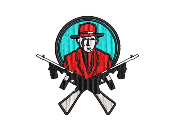 Capones Gun Embroidery Pattern Crossed Rifles