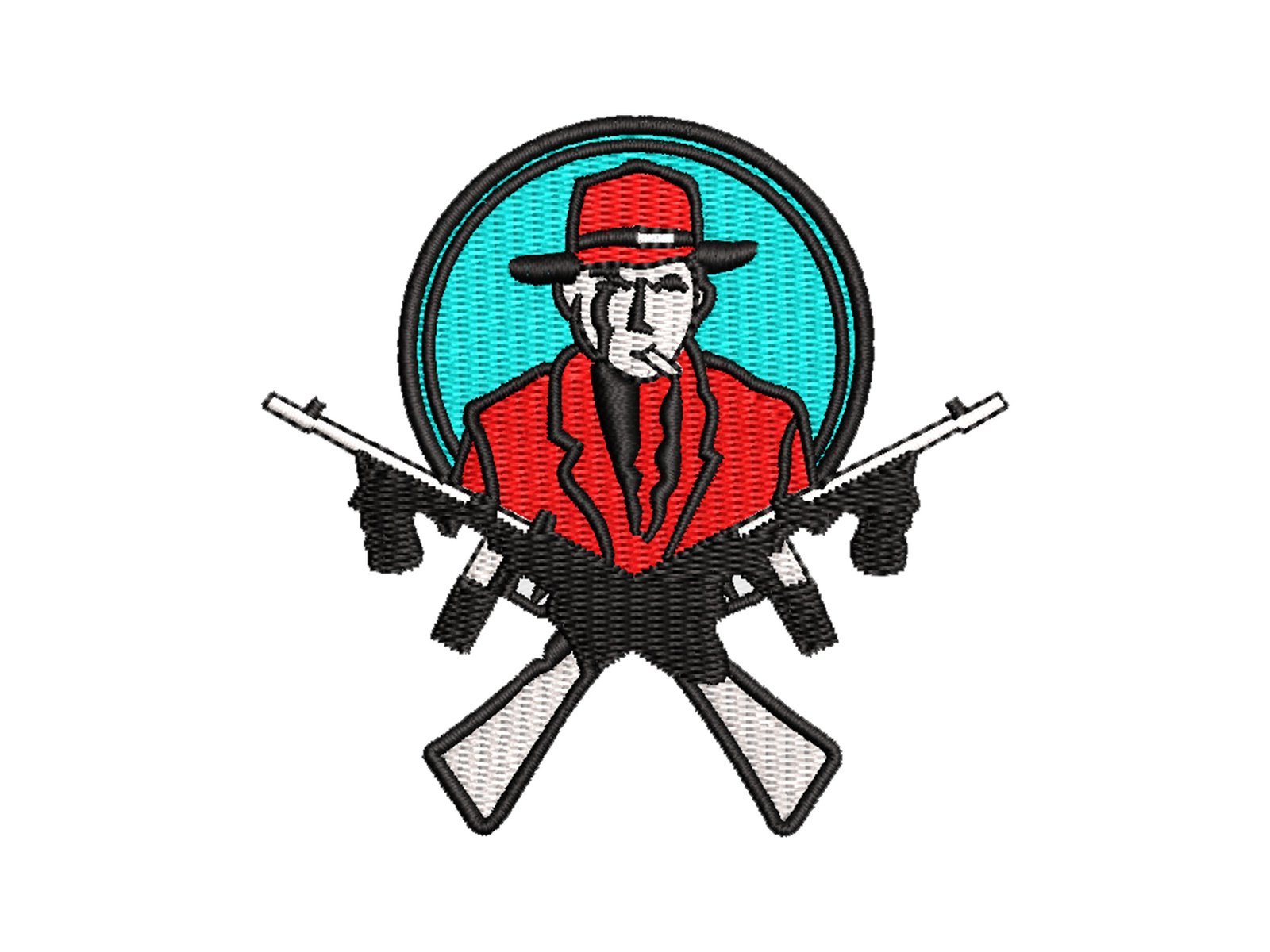Capones Gun Embroidery Pattern Crossed Rifles