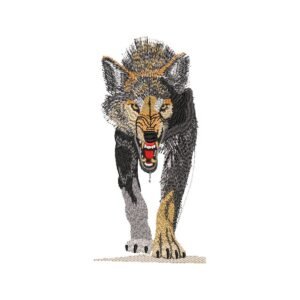 Embroidery Pattern of a Roaring Wolf, Forest Animal Design, Wildlife Pattern