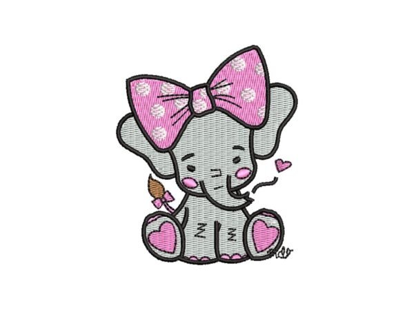 Baby Girl Elephants Machine Embroidery Pattern