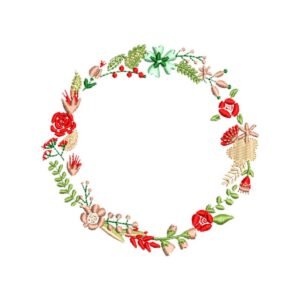 Christmas Wreath Machine Embroidery Pattern Floral Frame