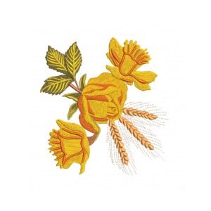 Flower Machine Embroidery Pattern, Yellow Wildflower