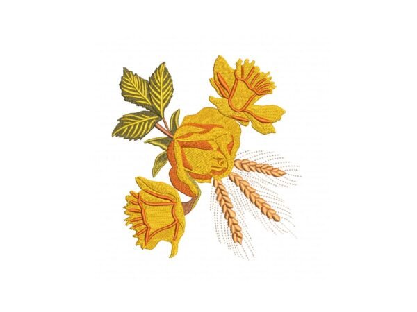 Flower Machine Embroidery Pattern, Yellow Wildflower