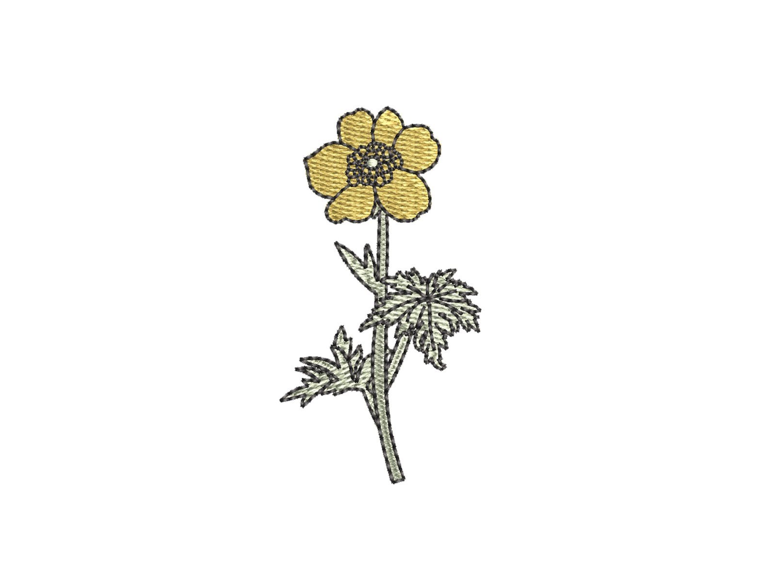 Yellow Wildflower Machine Embroidery Design Buttercup Pattern