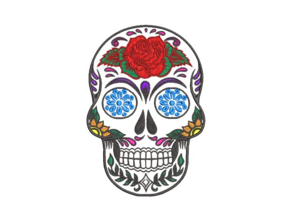 Embroidery Pattern for Skull Day Dead - Mexican Embroidery Design