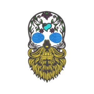 Man's Head Machine Embroidery Pattern - Day of the Dead Bearded Skull