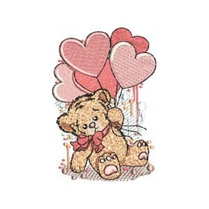 Teddy Bear Heart Machine Embroidery Pattern