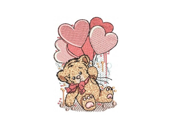Teddy Bear Heart Machine Embroidery Pattern