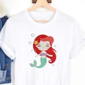 Cute Mermaid Machine Embroidery Design, Sea Theme Fish Embroidery