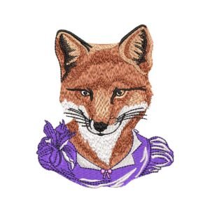 Purple Fox Machine Embroidery Design