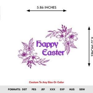 Easter Floral Monogram Machine Embroidery Pattern