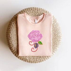 Pink Rose Machine Embroidery Pattern Design