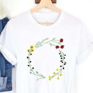 Wildflower Frame Machine Embroidery Pattern - Round Floral Wreath