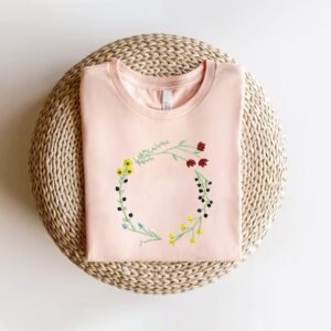 Wildflower Frame Machine Embroidery Pattern - Round Floral Wreath